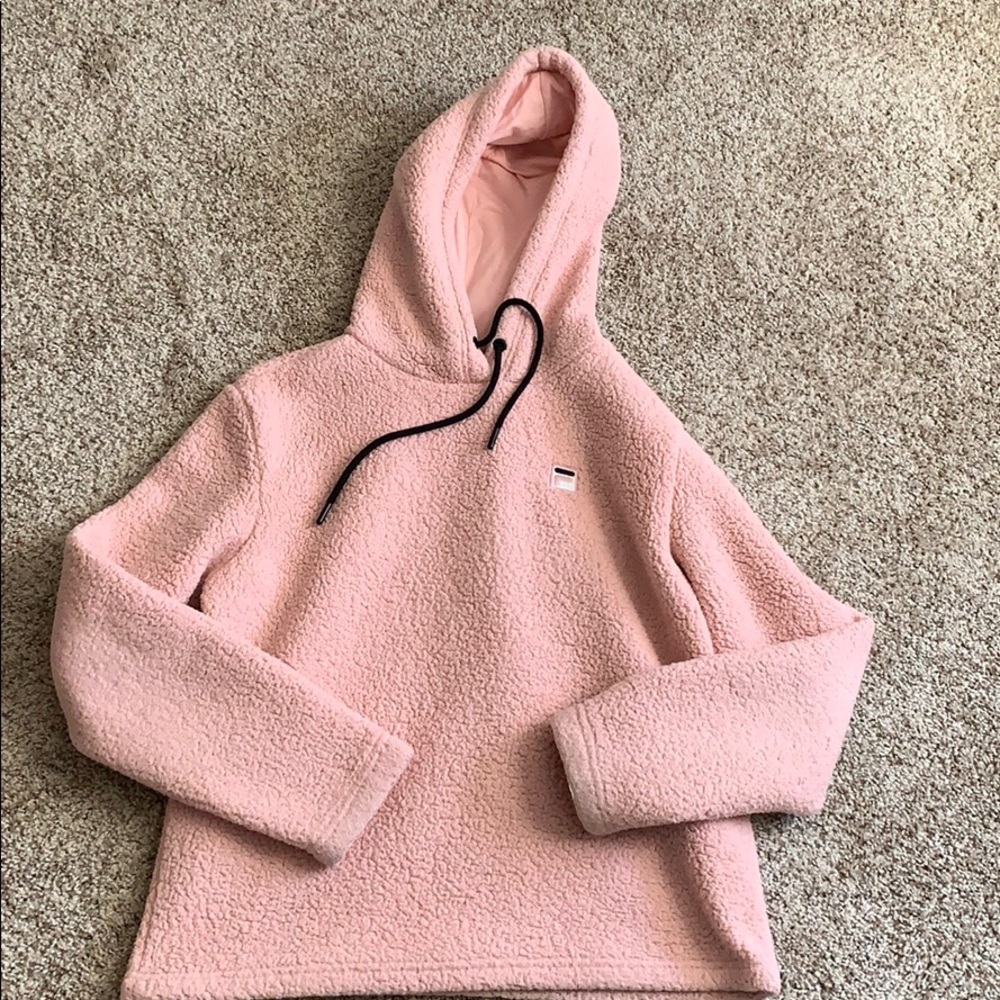 Fila pink fleece hoodie size s